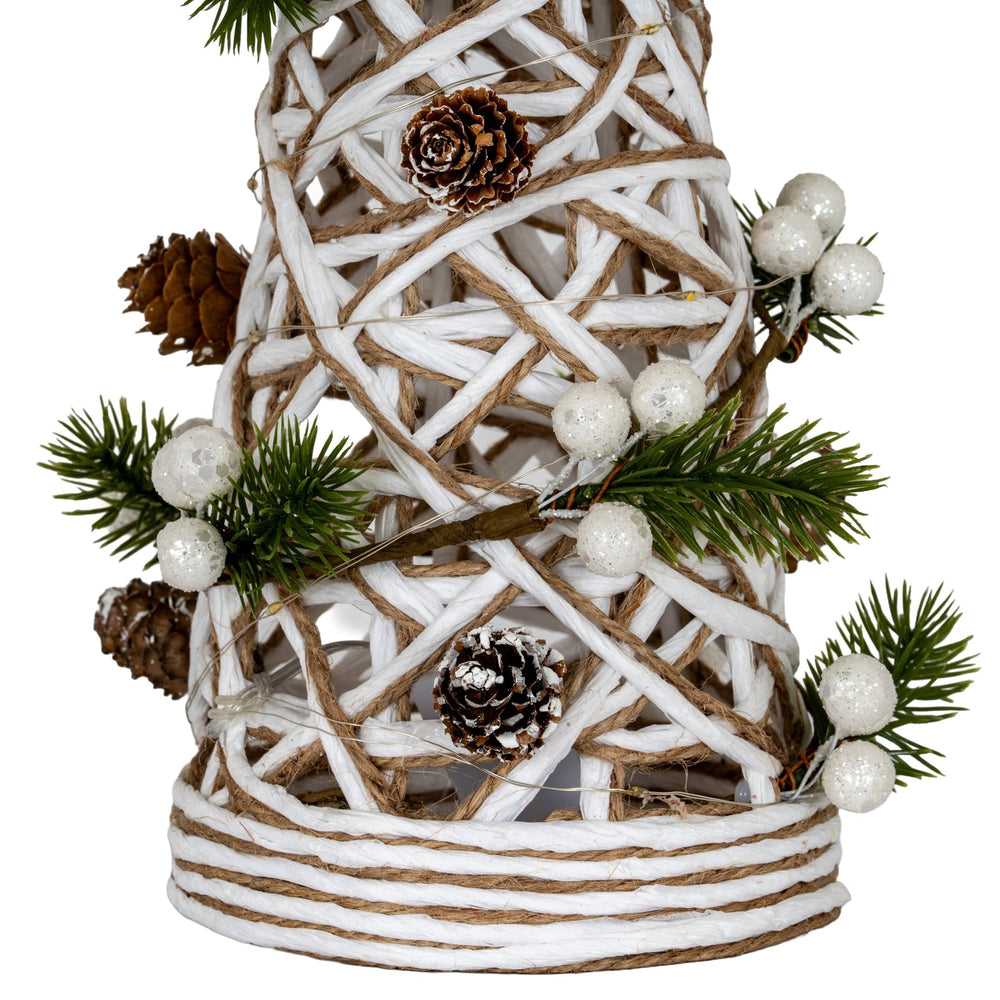 Large LED White Rattan Cone Tree With Winter Branches - Canwell Interiors Limited - Hills