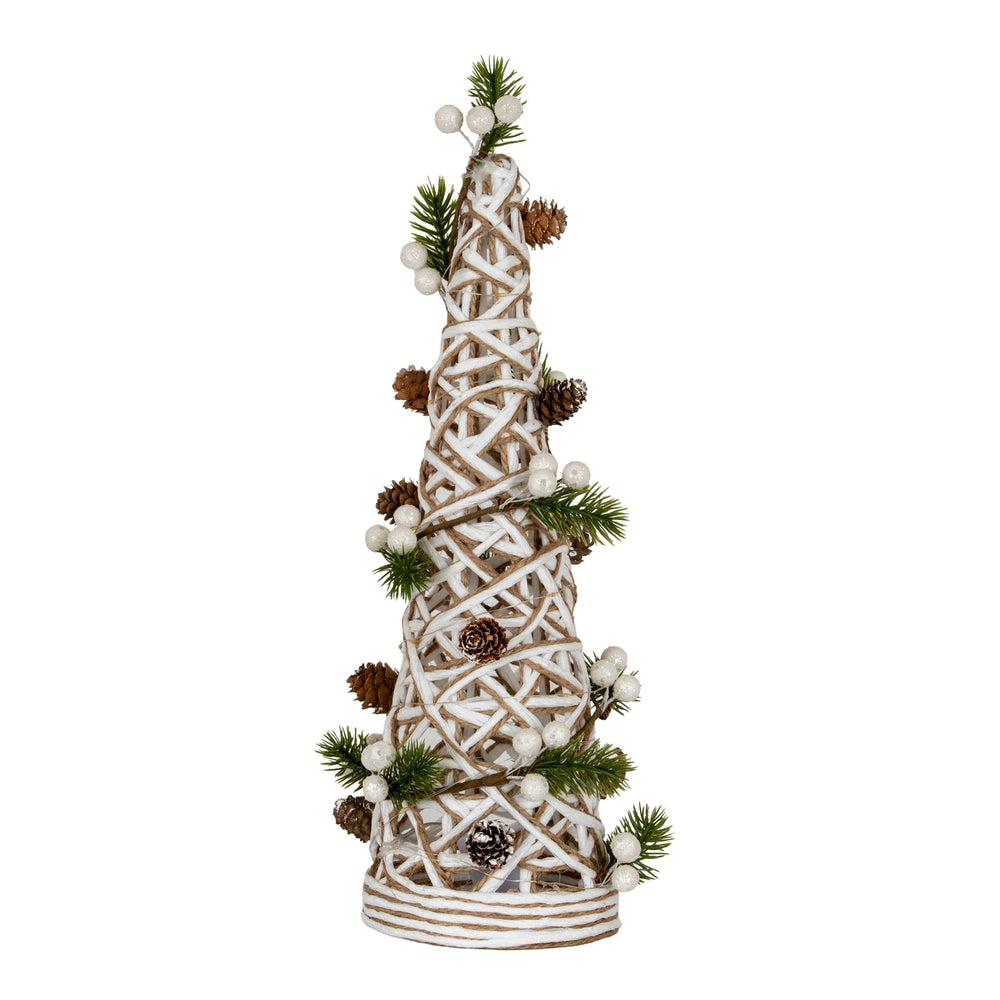 Large LED White Rattan Cone Tree With Winter Branches - Canwell Interiors Limited - Hills