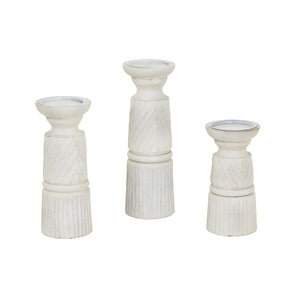 Large White Carved Candle Holder - Canwell Interiors Limited - Hills
