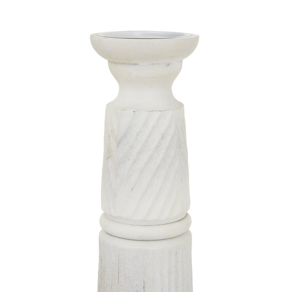 Large White Carved Candle Holder - Canwell Interiors Limited - Hills