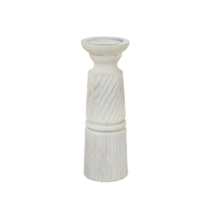 Large White Carved Candle Holder - Canwell Interiors Limited - Hills