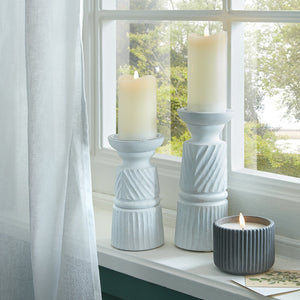 Large White Carved Candle Holder - Canwell Interiors Limited - Hills