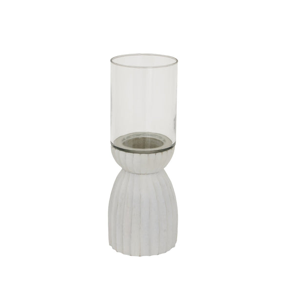 Large White Carved Hurricane Lantern - Canwell Interiors Limited - Hills
