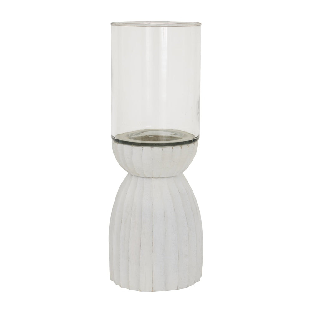 Large White Carved Hurricane Lantern - Canwell Interiors Limited - Hills