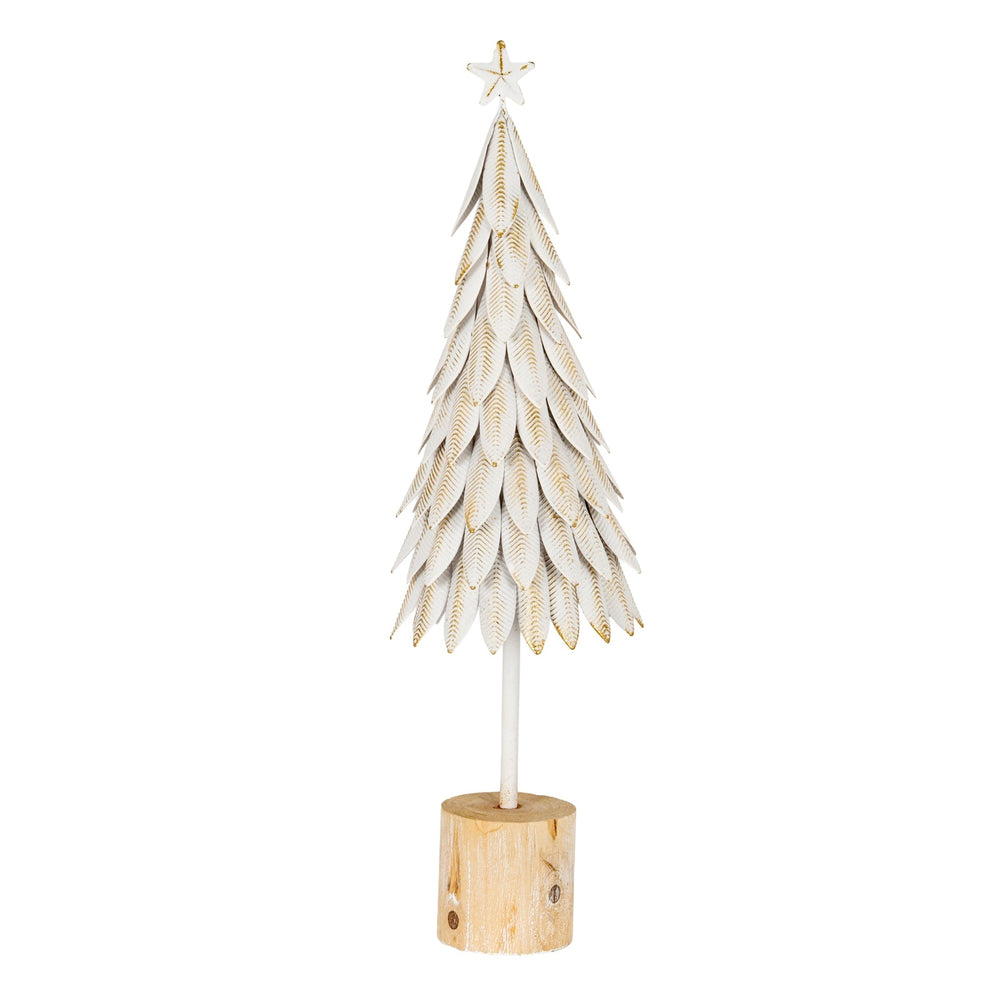 Large White Metal Christmas Tree on Wooden Stand - Canwell Interiors Limited - Hills