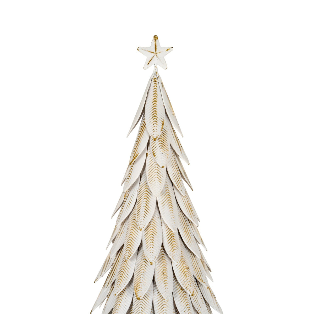Large White Metal Christmas Tree on Wooden Stand - Canwell Interiors Limited - Hills