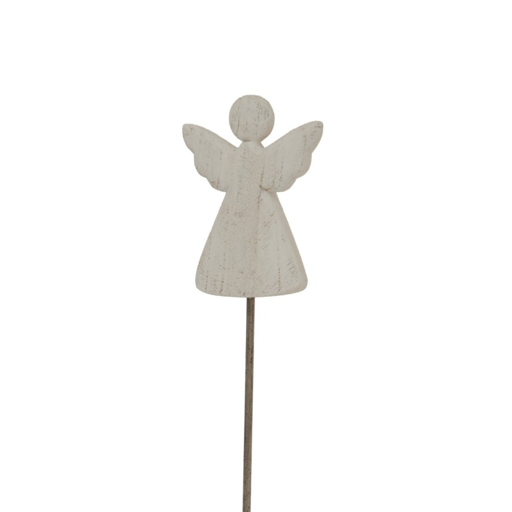 Large Whitewashed Rustic Angel on Stand