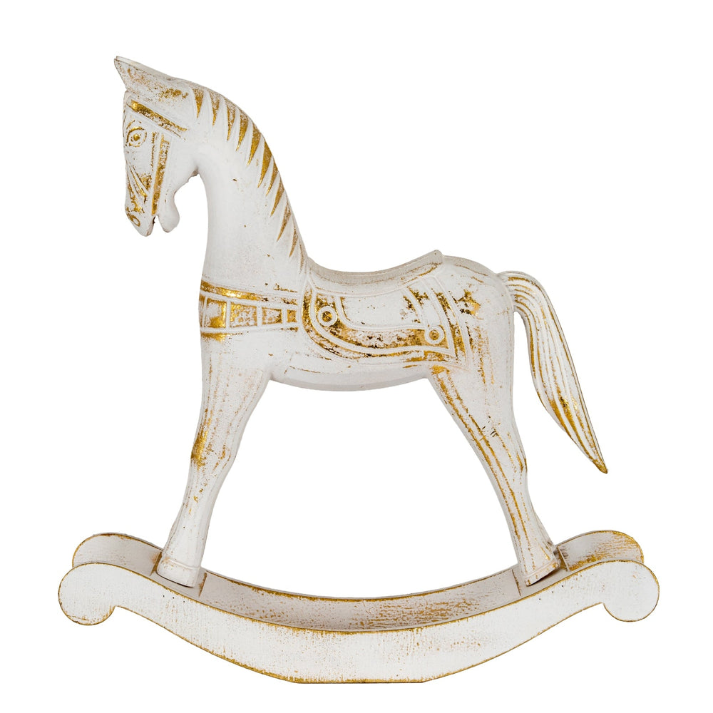 Large Whitewashed Wooden Rocking Horse - Canwell Interiors Limited - Hills