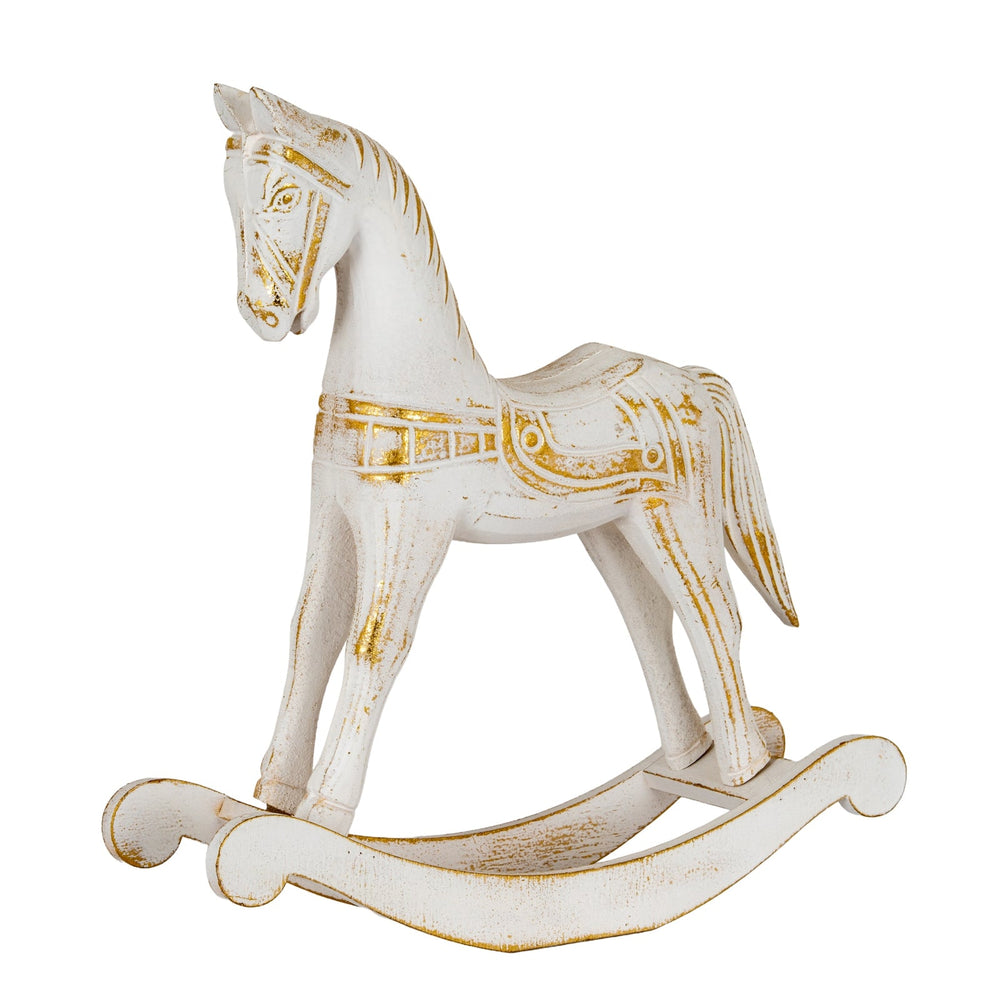 Large Whitewashed Wooden Rocking Horse - Canwell Interiors Limited - Hills