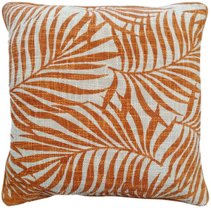 Leaf Print on Loose Weave Orange 45x45 - Canwell Interiors Limited - Malini