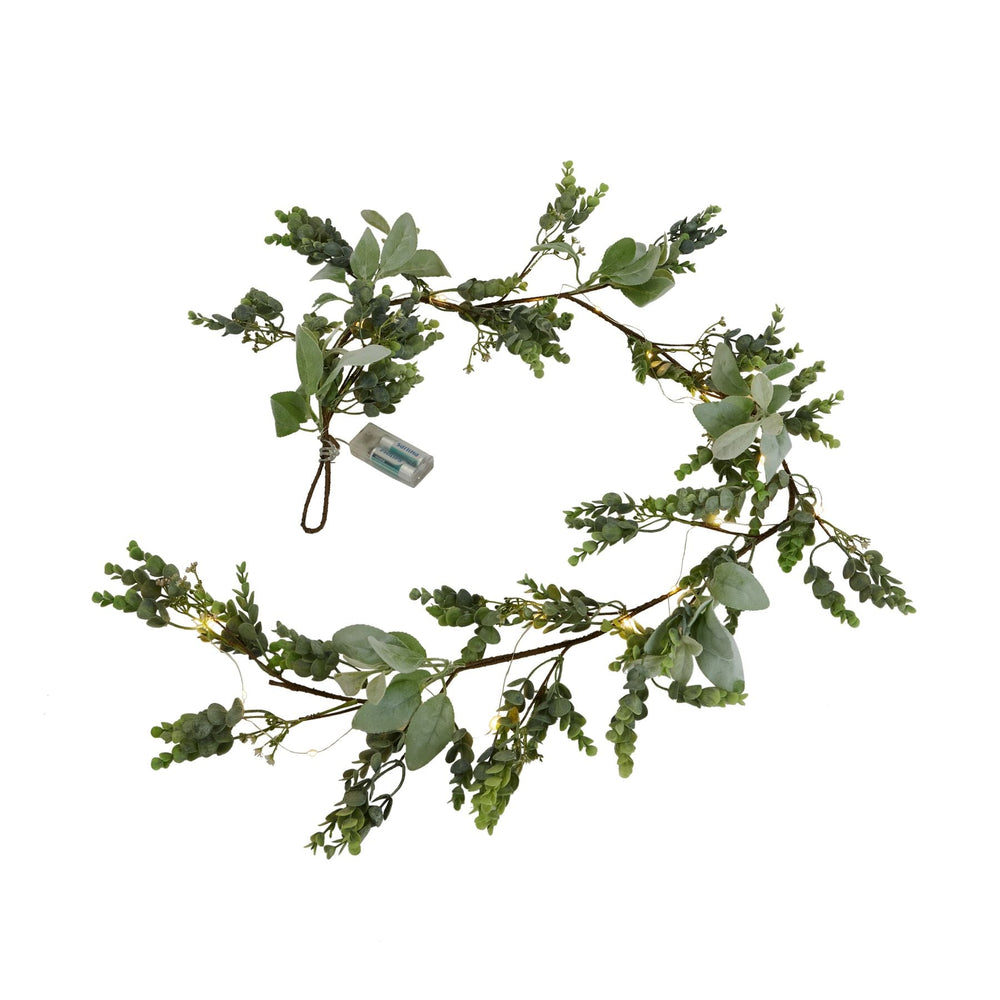 LED Winter Garland With Eucalyptus And Lambs Ear - Canwell Interiors Limited - Hills