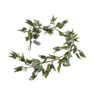 LED Winter Garland With Eucalyptus And Lambs Ear - Canwell Interiors Limited - Hills