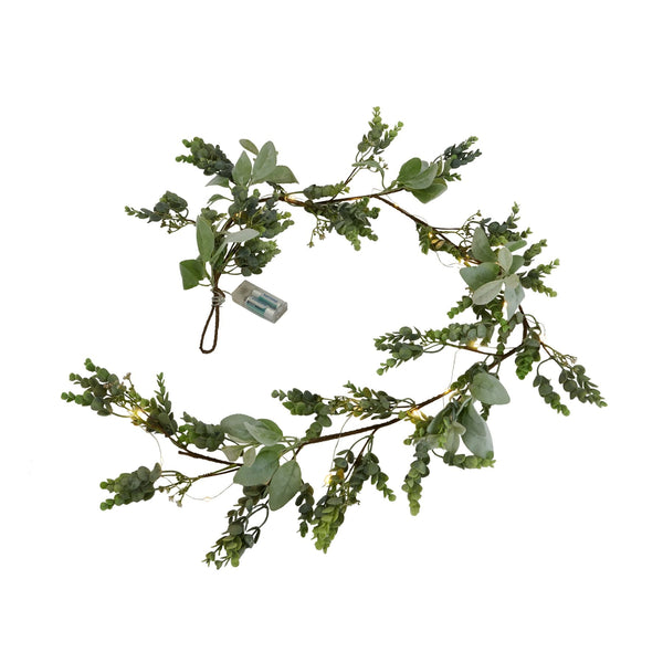 LED Winter Garland With Eucalyptus And Lambs Ear - Canwell Interiors Limited - Hills