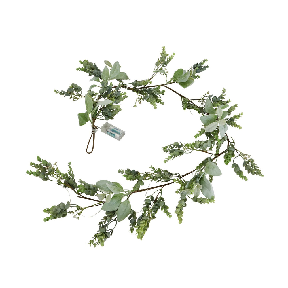LED Winter Garland With Eucalyptus And Lambs Ear - Canwell Interiors Limited - Hills