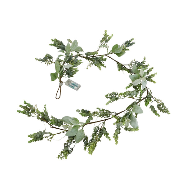LED Winter Garland With Eucalyptus And Lambs Ear - Canwell Interiors Limited - Hills
