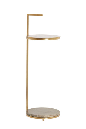 LEDA Side Table - Travertine Brown & Bronze - XShowhome Limited - Light & Living