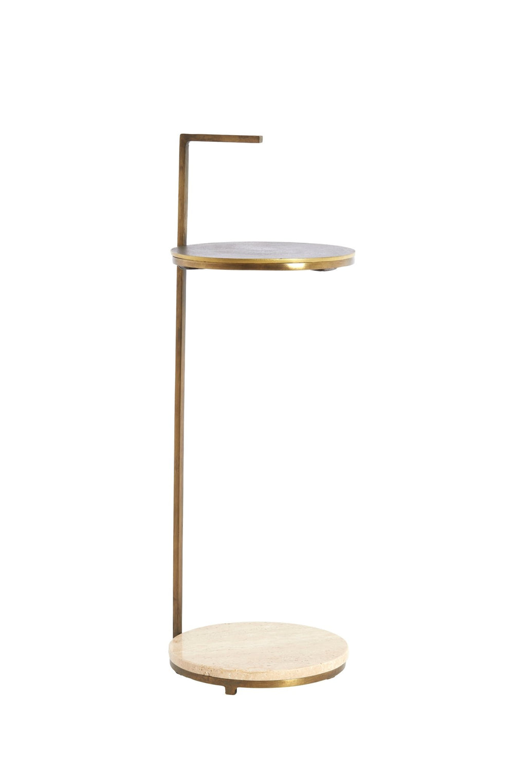 LEDA Side Table — Travertine Sand & Dark Brown - bronze - Canwell Interiors Limited - Light & Living