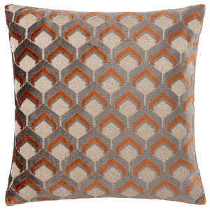 Ledbury 45x45 Feather Filled Cushion Ginger & Grey - Canwell Interiors Limited - Riva