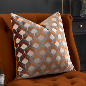 Ledbury 45x45 Feather Filled Cushion Ginger & Grey - Canwell Interiors Limited - Riva