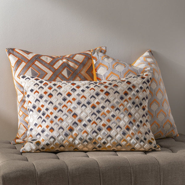 Ledbury 45x45 Feather Filled Cushion Ginger & Grey - Canwell Interiors Limited - Riva