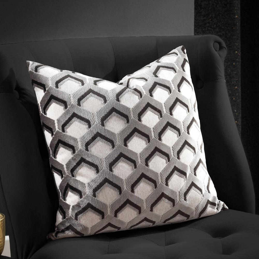 Ledbury 45x45 Feather Filled Cushion Grey/black - Canwell Interiors Limited - Riva