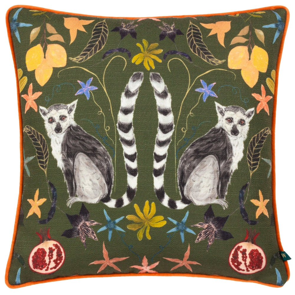 Lemurs 43x43 Feather Filled Cushion Emerald - Canwell Interiors Limited - Riva