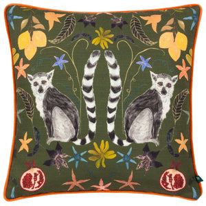 Lemurs 43x43 Feather Filled Cushion Emerald - Canwell Interiors Limited - Riva