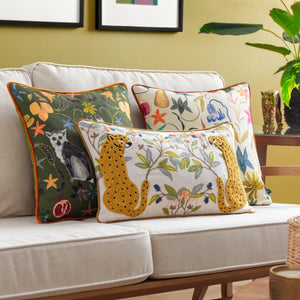 Lemurs 43x43 Feather Filled Cushion Emerald - Canwell Interiors Limited - Riva