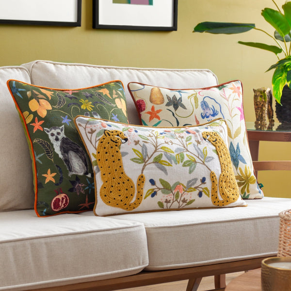 Lemurs 43x43 Feather Filled Cushion Emerald - Canwell Interiors Limited - Riva