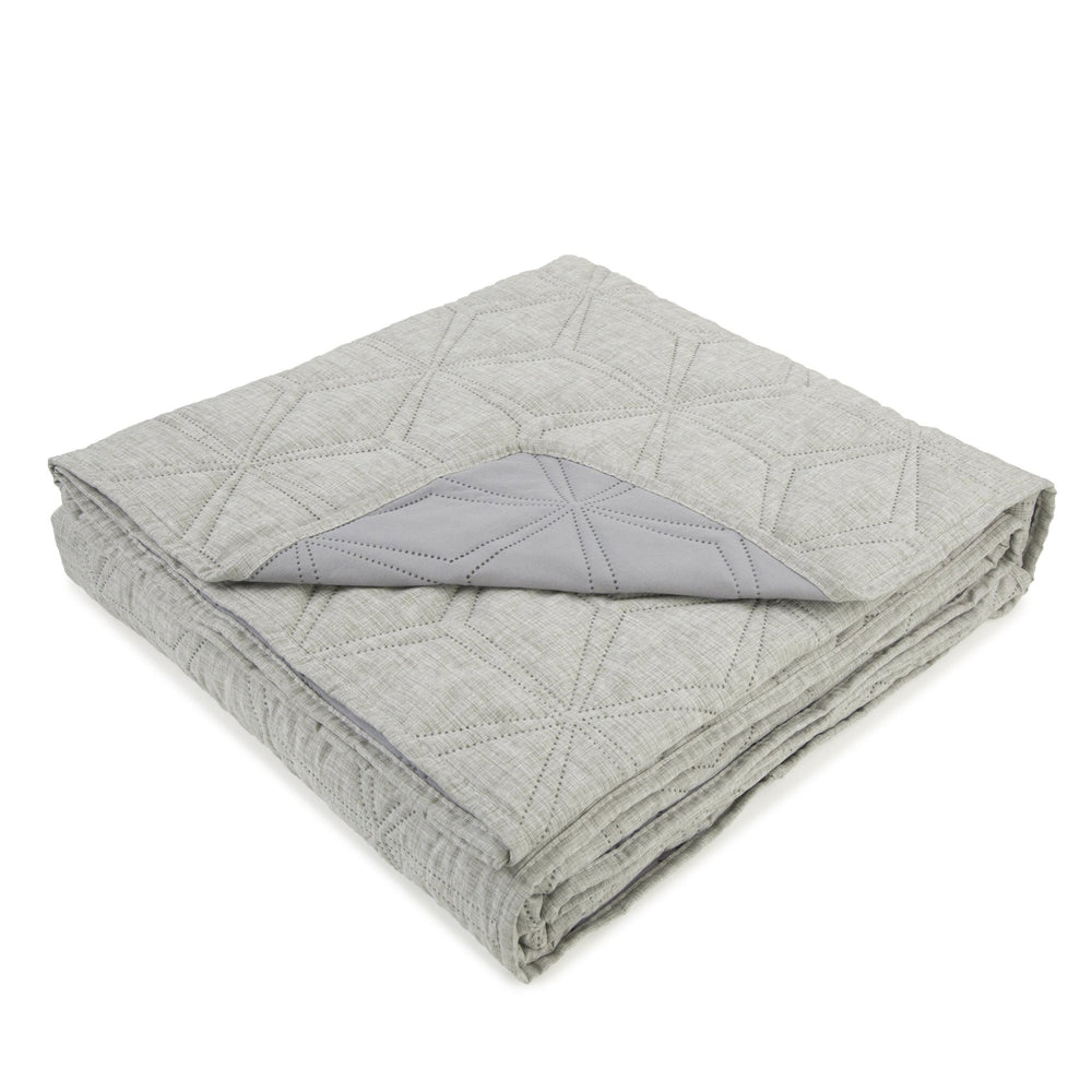 Linen Look Hexagonal Quilt Grey 200x230 - Canwell Interiors Limited - Malini