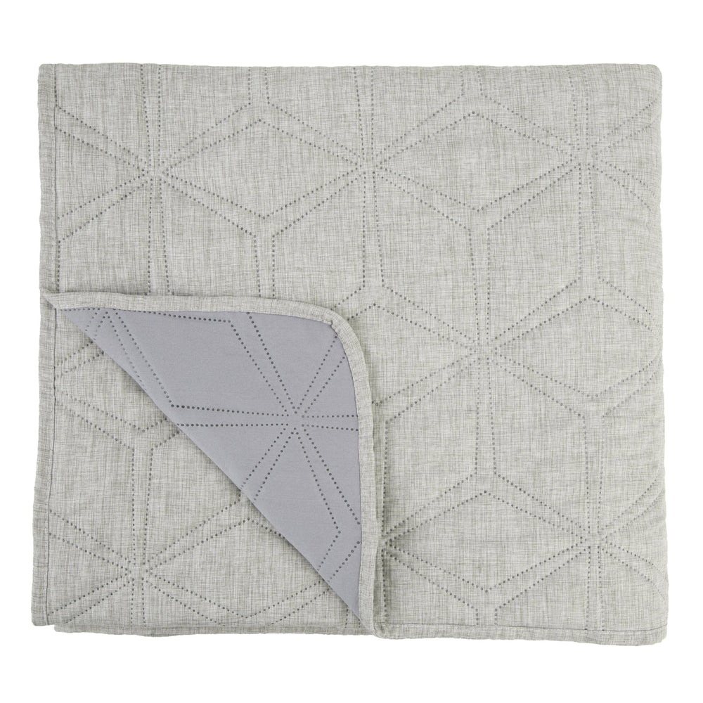 Linen Look Hexagonal Quilt Grey 200x230 - Canwell Interiors Limited - Malini