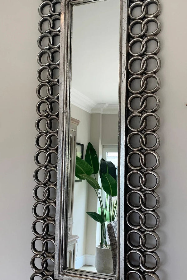 Long Chain Hand Carved Mirror Silver - Canwell Interiors Limited - Xshowhome