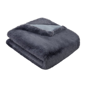 Long Hair Faux Fur Throw Slate 130x170 - Canwell Interiors Limited - Malini