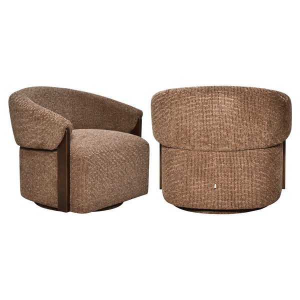 Lounge Chair Marina Brown Blockweave Swivel Fire Retardant - XShowhome Limited - Richmond