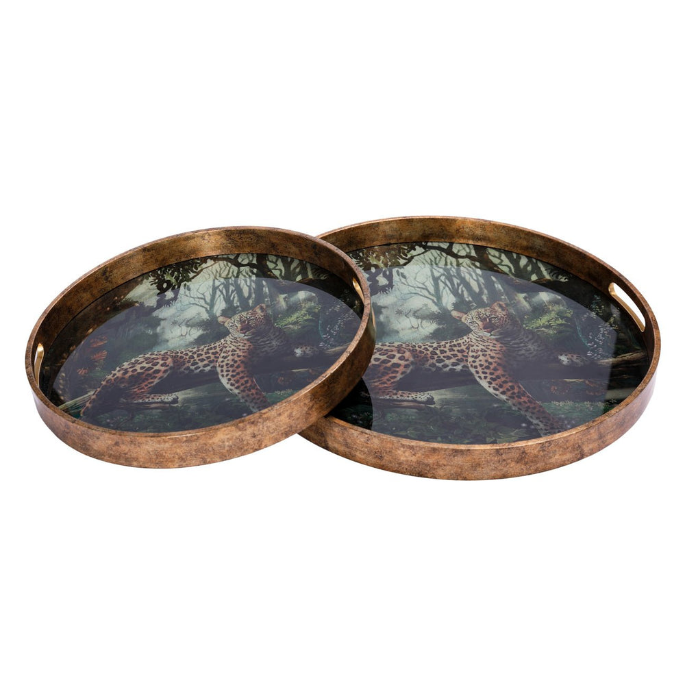 Lounging Leopard Set of Two Trays - XShowhome Limited - Libra
