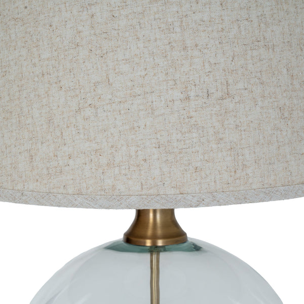 Lunel Glass Orb Table Lamp with Edged Linen Shade - Canwell Interiors Limited - Hills