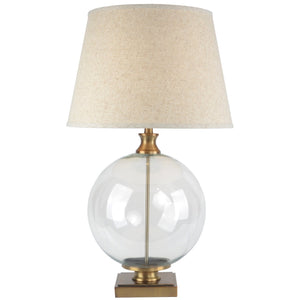 Lunel Glass Orb Table Lamp with Edged Linen Shade - Canwell Interiors Limited - Hills