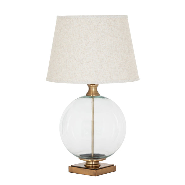 Lunel Glass Orb Table Lamp with Edged Linen Shade - Canwell Interiors Limited - Hills
