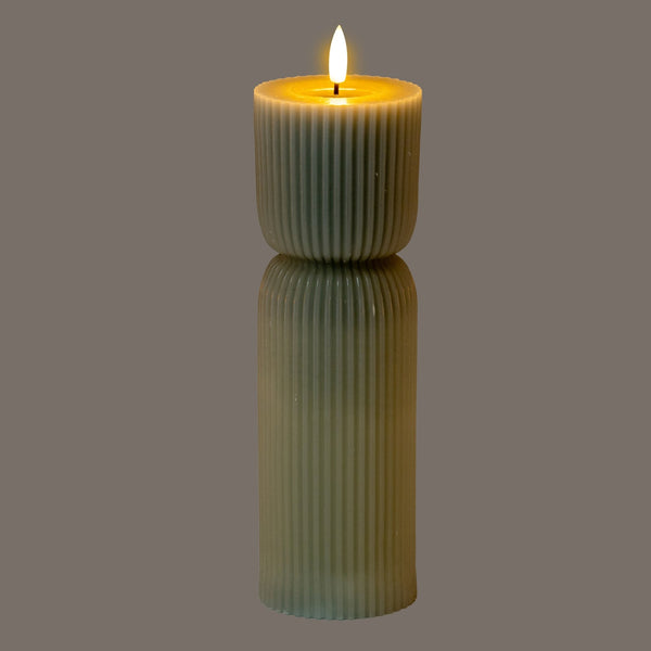 Luxe Collection Natural Glow 2.75x10 Grey Carved LED Candle - Canwell Interiors Limited - Hills