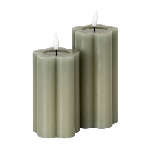 Luxe Collection Natural Glow 2.75x5 Grey Pillar LED Candle - Canwell Interiors Limited - Hills