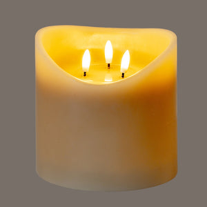 Luxe Collection Natural Glow 6x6 Taupe Melted LED Candle - Canwell Interiors Limited - Hills