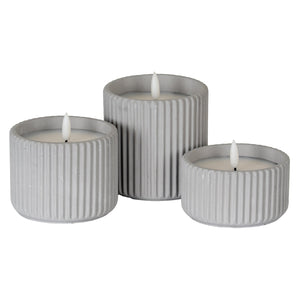 Luxe Collection Natural Glow Chalk Ribbed Large LED Candle - Canwell Interiors Limited - Hills