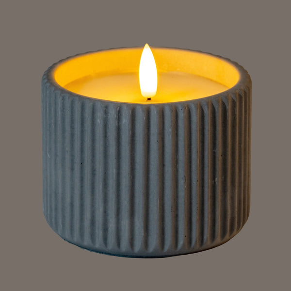 Luxe Collection Natural Glow Chalk Ribbed Medium LED Candle - Canwell Interiors Limited - Hills