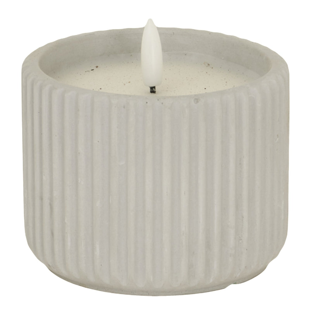 Luxe Collection Natural Glow Chalk Ribbed Medium LED Candle - Canwell Interiors Limited - Hills