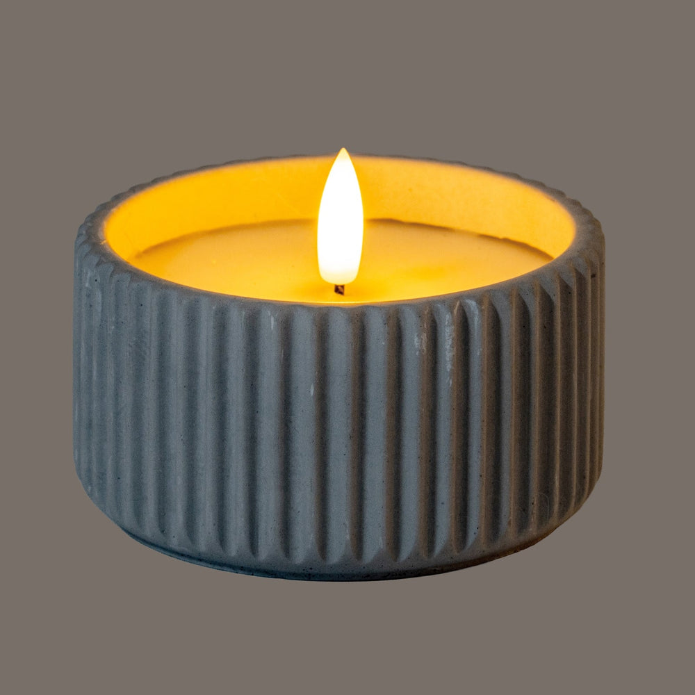 Luxe Collection Natural Glow Chalk Ribbed Small LED Candle - Canwell Interiors Limited - Hills
