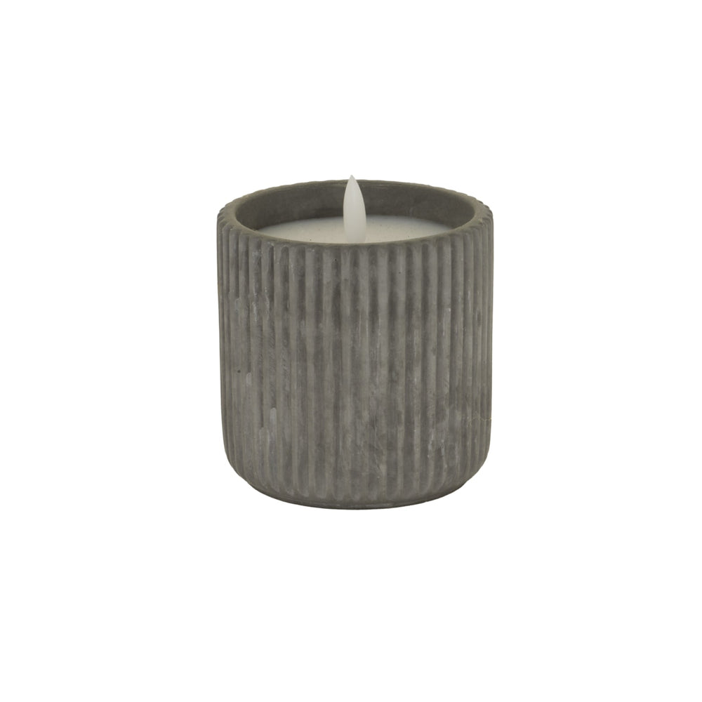 Luxe Collection Natural Glow Grey Ribbed Large LED Candle - Canwell Interiors Limited - Hills