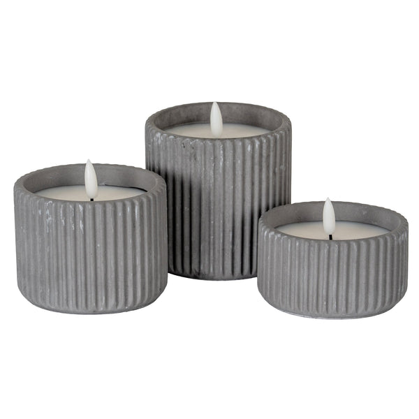 Luxe Collection Natural Glow Grey Ribbed Medium LED Candle - Canwell Interiors Limited - Hills