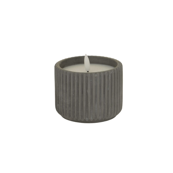 Luxe Collection Natural Glow Grey Ribbed Medium LED Candle - Canwell Interiors Limited - Hills