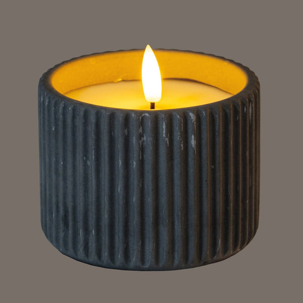Luxe Collection Natural Glow Grey Ribbed Medium LED Candle - Canwell Interiors Limited - Hills