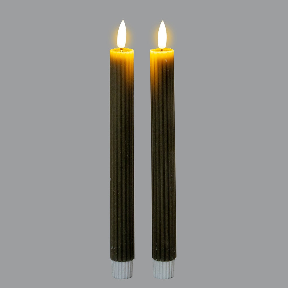 Luxe Collection Natural Glow Grey Ribbed Taper Candles - Canwell Interiors Limited - Hills